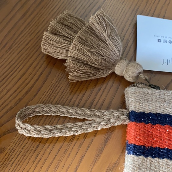 J. JILL tassle jute clutch NEW - Picture 3 of 5